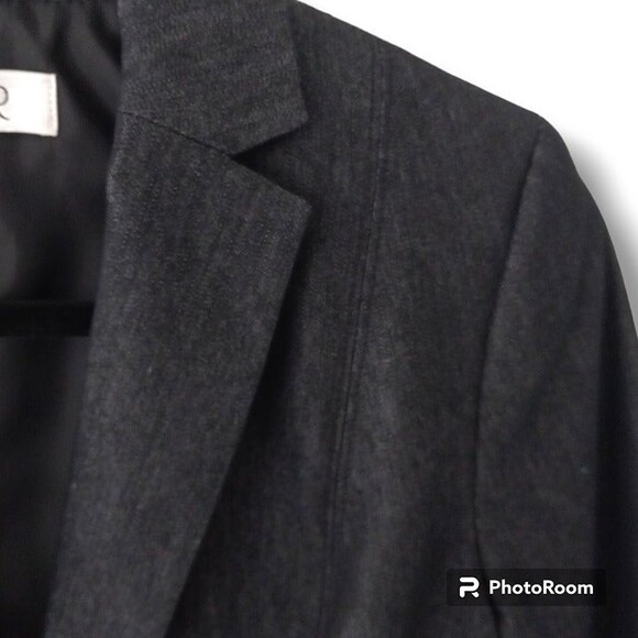 Kasper One Button Chambray Blazer-Size 6-Cotton Blend-Notched Collar-Career - Picture 4 of 9